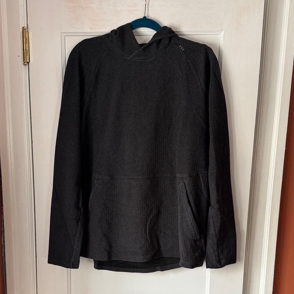 Lululemon Textured Double-knit Cotton Hoodie. Heathered Black/Black
